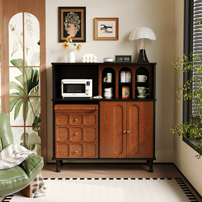 47.24"Vintage Solid Ash Wood Sideboard & Storage Cabinet