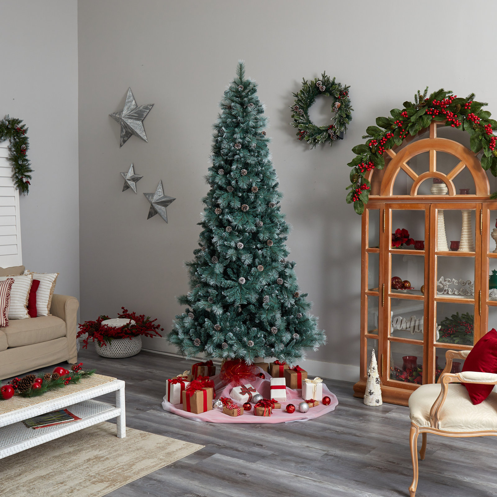 Lighted Artificial Christmas Tree, 9' H