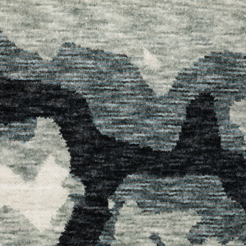 Maline Abstract Elements Blue/ Ivory Area Rug, Rectangle 5'3" x 7'9"