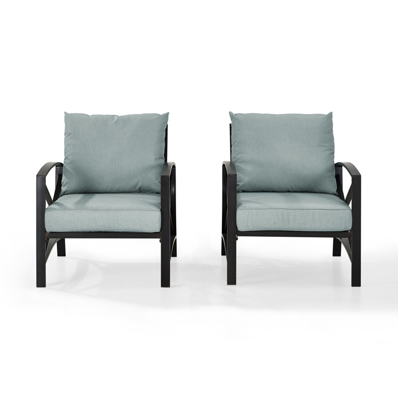 Chaise de patio avec coussins Mosier, Brume, Bronze huilé