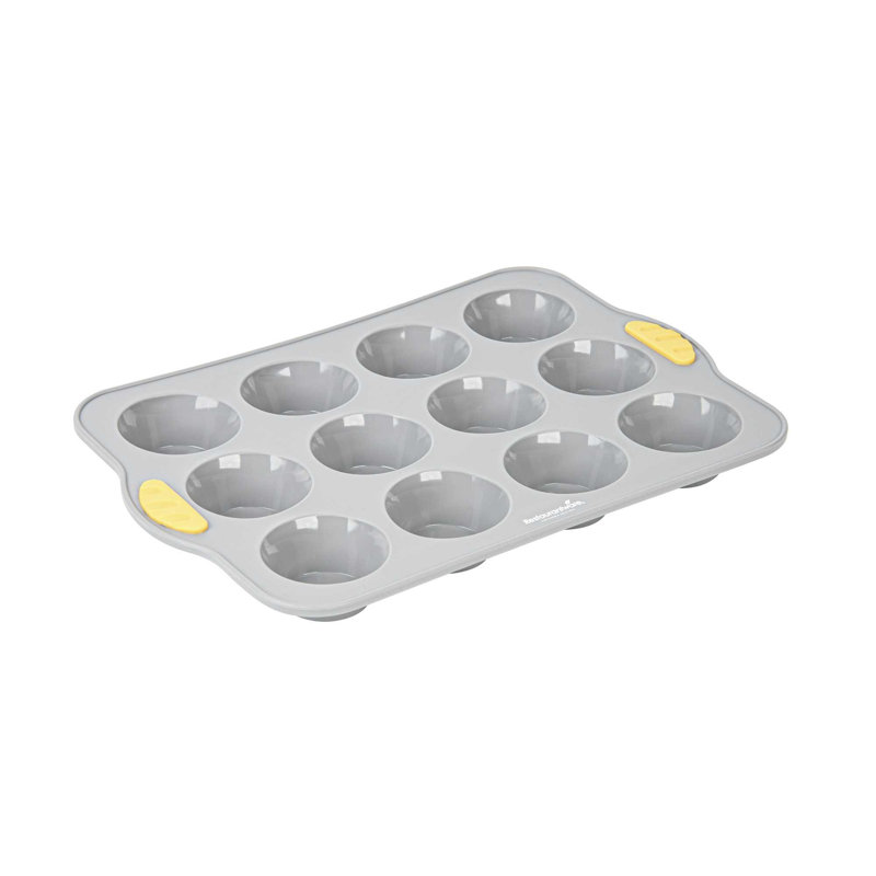 Moule à muffins antiadhésif avec poignées 12 compartiments, moule à muffins en silicone résistant à la chaleur et au lave-vaisselle