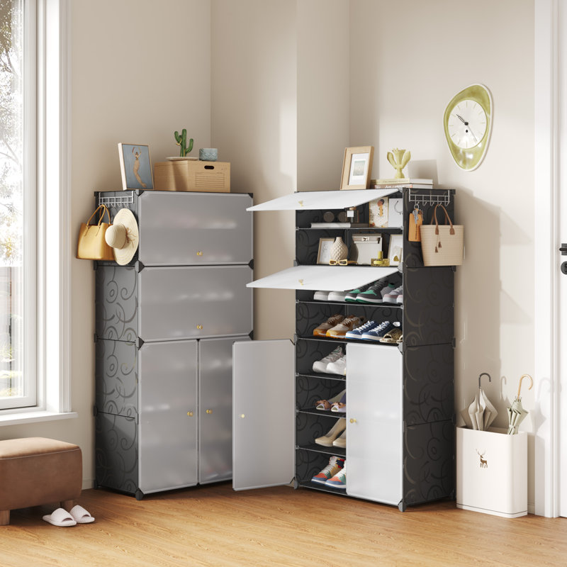 24 Pair Shoe Storage Cabinet, Black