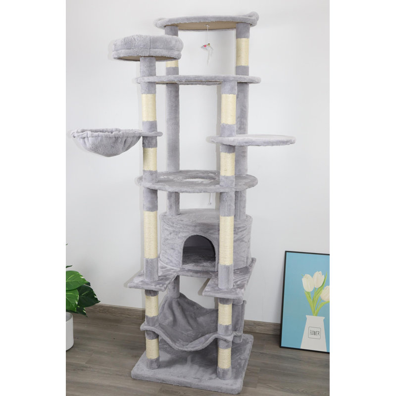 Arbre à chat avec poteaux à griffer, Gris clair
