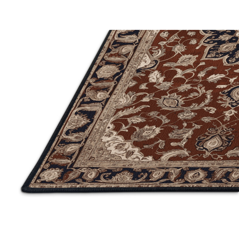 Machine Washable Persian Black Area Rug, Runner 2' x 4'