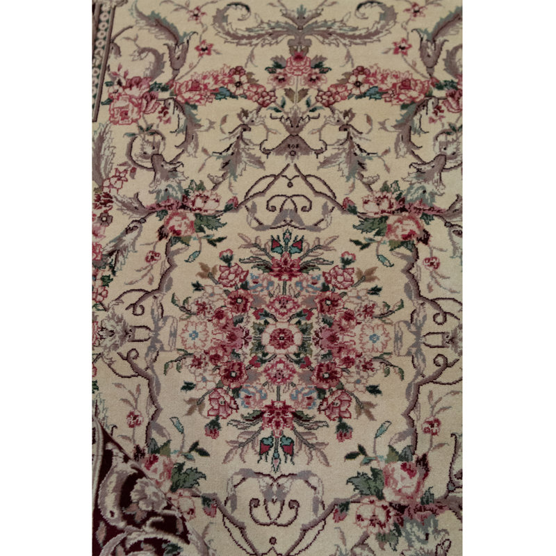 Tapis vin et crème noué à la main de haute qualité