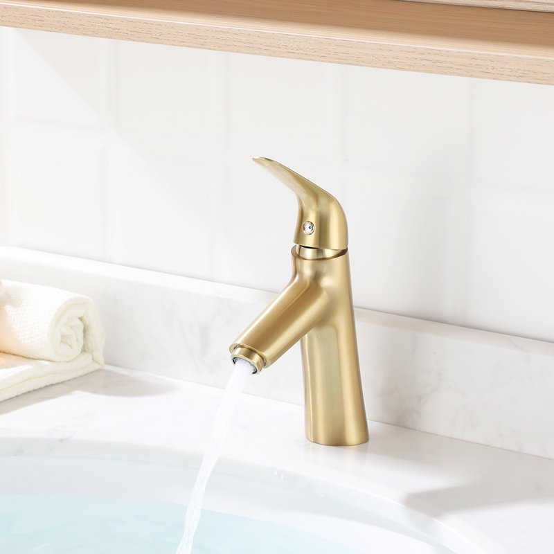 Single-handle Bathroom Faucet with Drain Assembly, Brushed Gold