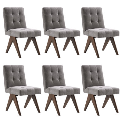 Nieck Modern Upholstered Parsons Chair Linen Fabric Tufted Dining Chairs Armless Side Chair Vanity Chair Set Of 6