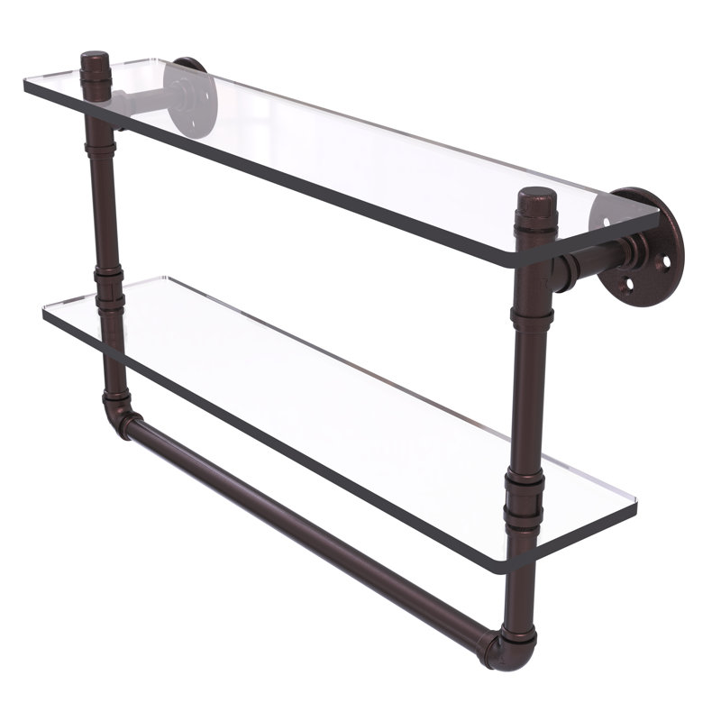 Bayer 2 Piece Industrial Pipe Shelves, Antique Bronze, 13.2" H x 22" W x 5.6" D