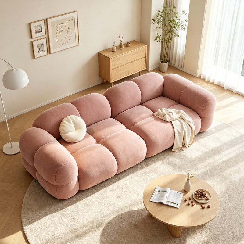Garavan, 94.5" W, Pink Suede