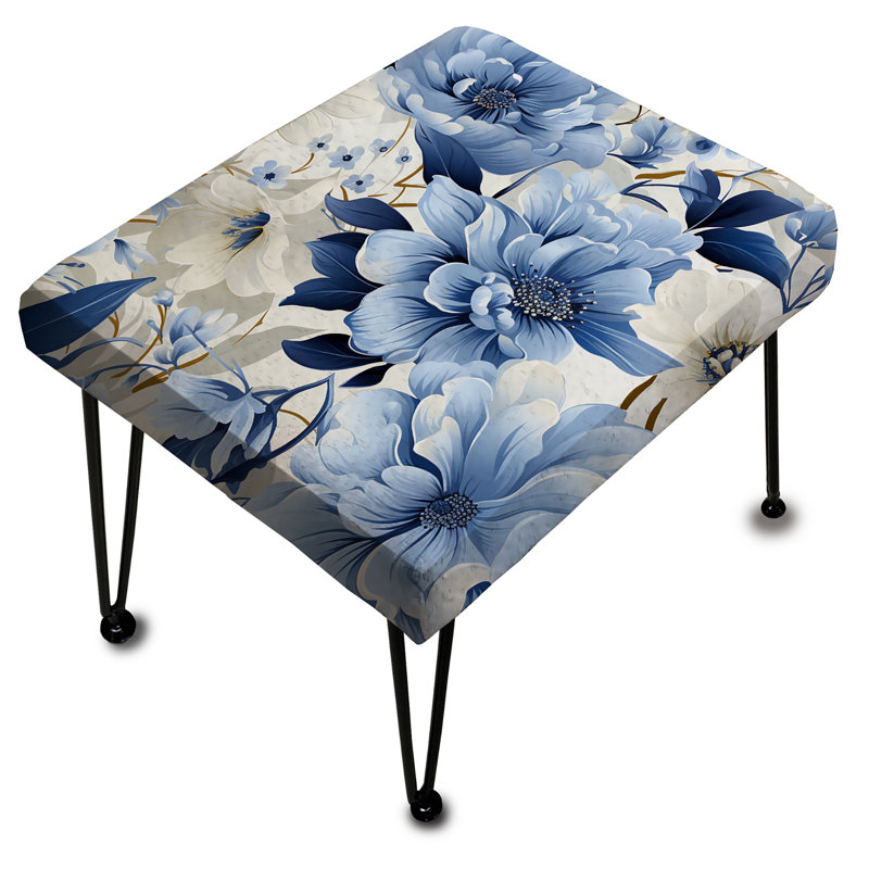 Floral Blue And White Victorian Pattern - Floral Rectangle Ottoman