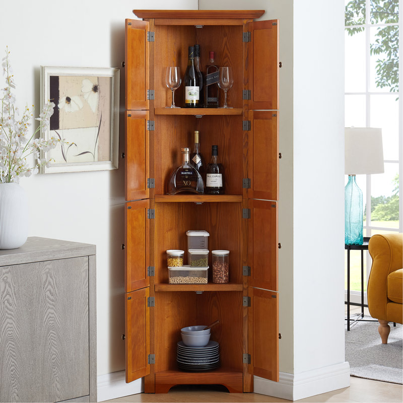 Elegant Corner Cabinet with Ample Storage and Durable Design for Modern Living Spaces, Oak