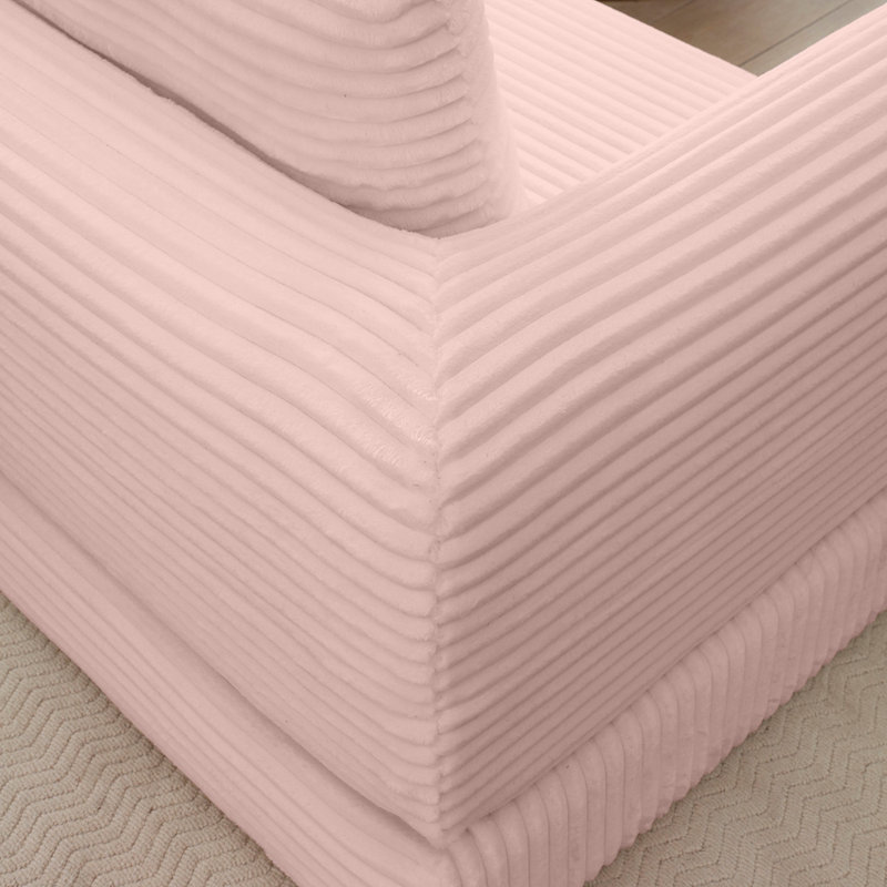 Causeuse futon rembourrée et désossée Futon, Velours côtelé rose