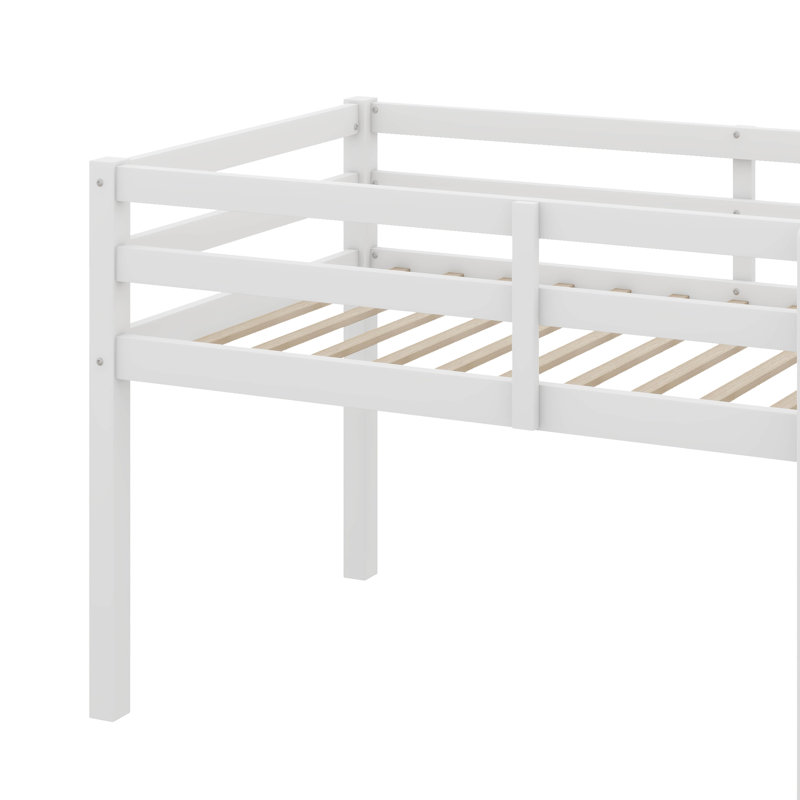 Twin Elevated Loft Bed Comes With Ladder, White