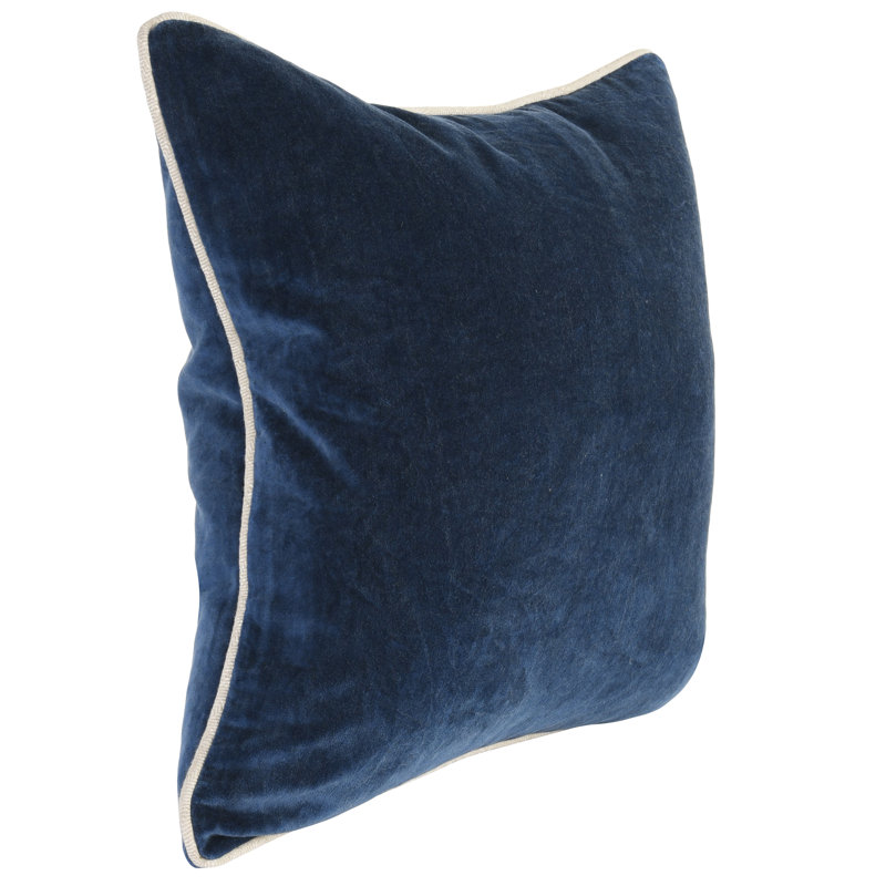Harriet Cotton Throw Pillow, Square 18", Navy