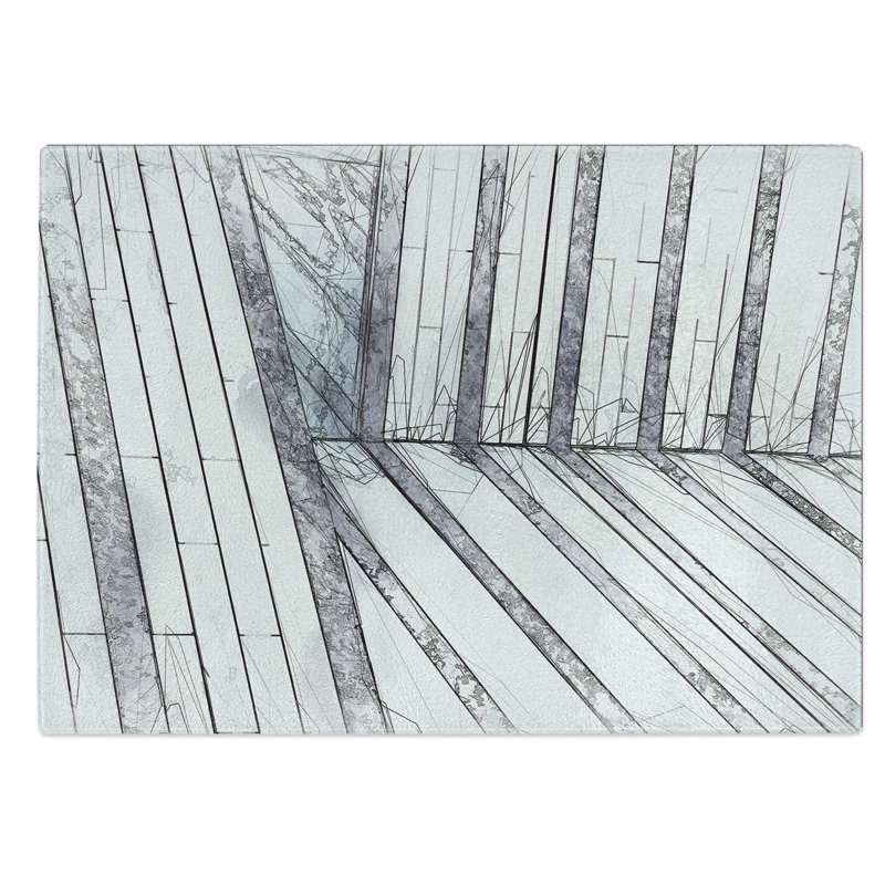 Tempered Glass Sketching the Architecture Vol.20 Chopping Board, 28.5 cm W x 20 cm L