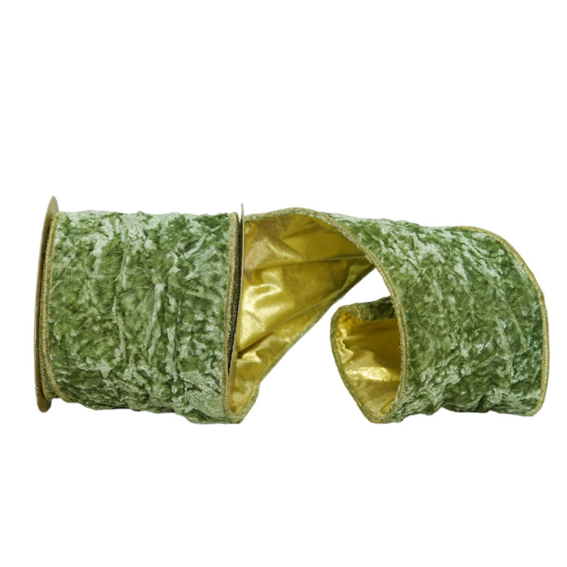 Ruban de Noël à bord câblé, Vert mousse
