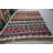 Vintage Handwoven Turkish Kilim Rug: Colorful Striped Bohemian Carpet with Geometric Pattern
