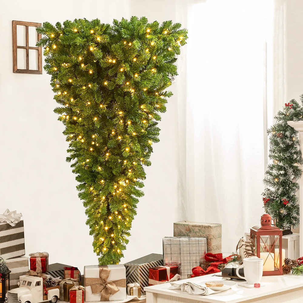 The Holiday Aisle® 6FT PreLit Upside Down Christmas Tree, Artificial