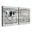 «Farmhouse Collage Cow», ensemble de 2 reproductions sur toiles tendues-262177116