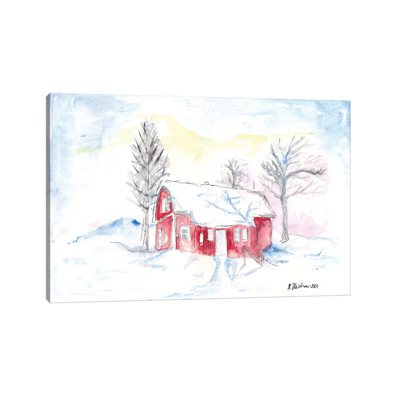 Afternoon Sun During Scandinavian Winter With Red House By Markus & Martina Bleichner - Wrapped Canvas Graphic Art by Markus & Martina Bleichner - Wrapped Canvas Gallery-Wrapped Canvas Giclée