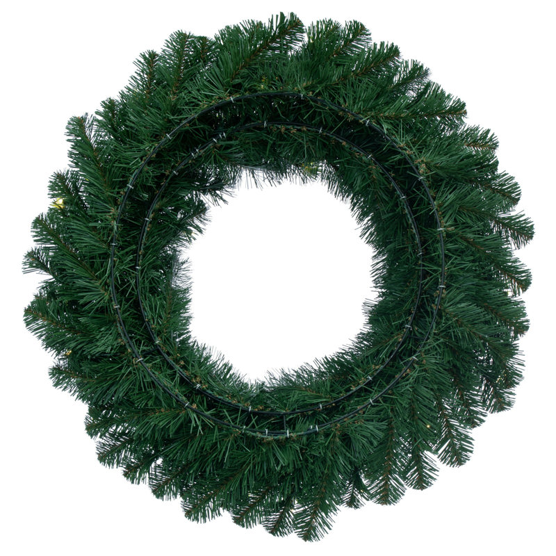 Couronne de sapin artificielle Oregon, H 48 po x l 48 po x P 4 po, Vert, Oui