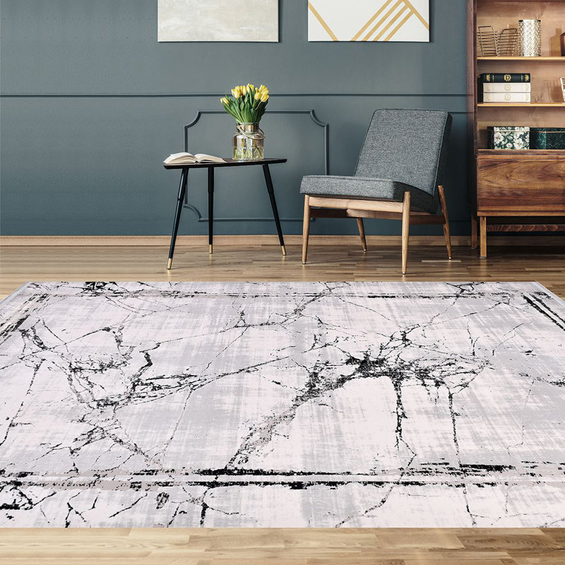 Modern/Abstract Gray Machine Washable Non-Slip Area Rug, Runner 2'7" x 6'6"