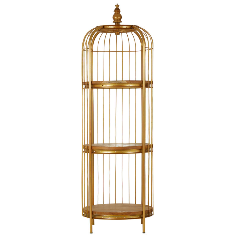 56cm W Iron Shelving Unit, Gold, 150cm H x 56cm W x 56cm D