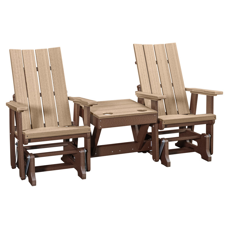 Double planeur avec table centrale sur une base, Naturel / brun