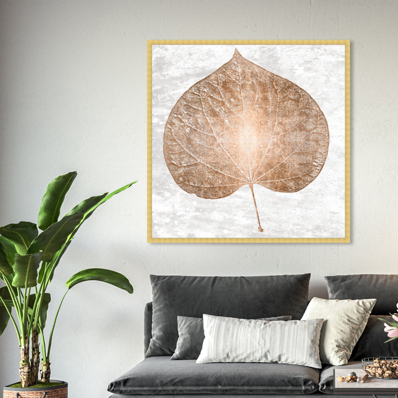 Cercis, feuille de cuivre rétro, arbre moderne Cercis bronze moderne - cadre photo, impression, H 42 po x l 42 po x P 1,75 po