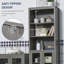 Armoire de rangement pour salle de bain avec tablette à 3 niveaux et porte vitrée