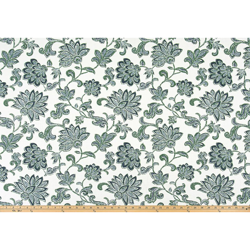 Housse de coussin floral bleu ardoise foncé et vert sapin, Carré 19 po