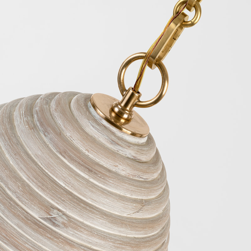 Emerson 14" Pendant in Bronze with Ash Rattan Shade, Ash, Hand Rubbed Antique Brass
