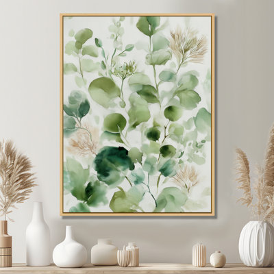 Watercolor Greenery Sage Watercolor - Plants Canvas Print, Green Botanical Wall Art