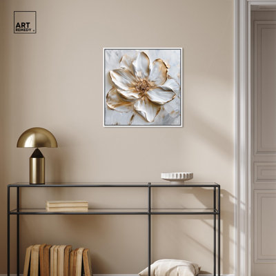 Ivory White I Canvas Elegant Floral Art by Art Remedy