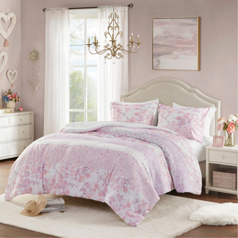 Ensemble de housse de couette à motif floral à motif cachemire double / grand