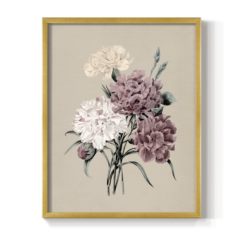 Antique Botanical I, reproduction encadrée - bois massif, H 11 po x l 9 po, Doré