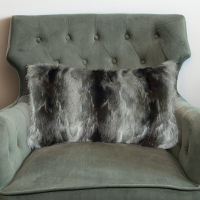 Thomas Collection® Exotic Gray Fox Faux Fur Throw Pillow