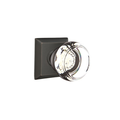 Ensemble de boutons de passage Emtek avec rosette Quincy et bouton de verre Georgetown