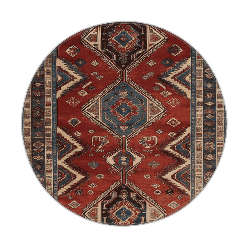 Turkish Black Indoor and Outdoor Area Rug, Round 5'