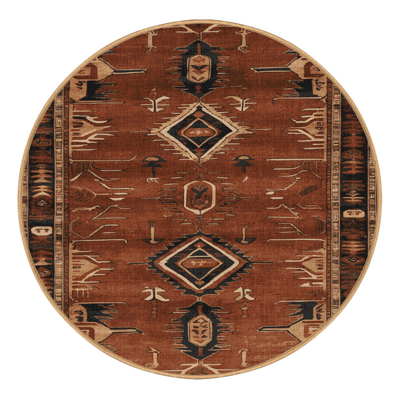 Tapis brun lavable à la machine, Rond 3 pi