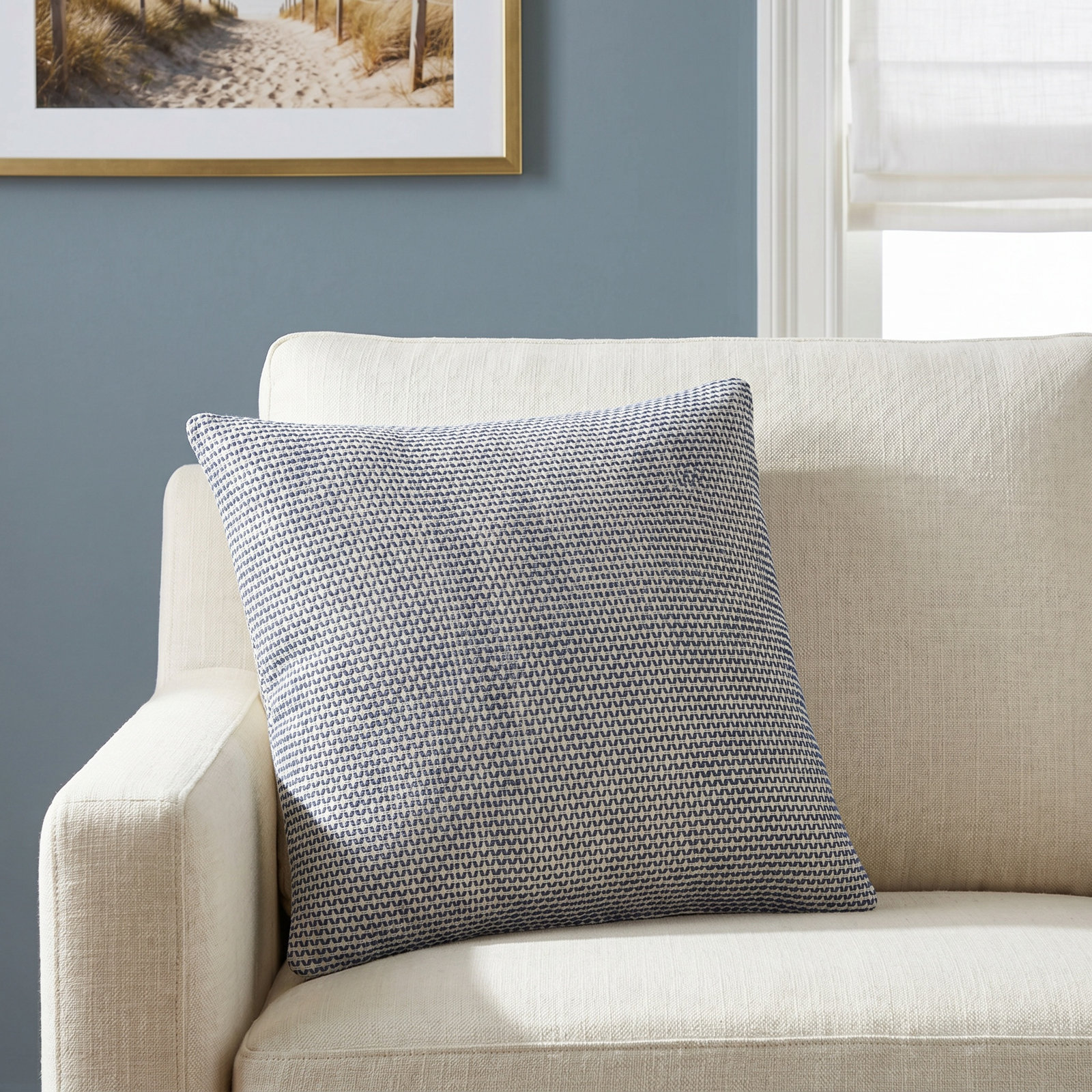 Tiana 22" x 22" Cotton Throw Pillow, Indigo