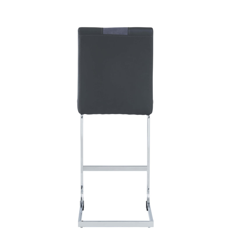 Tabourets de bar gris 4 - repose-pieds avant, repose-pieds en métal, pieds en L rembourrés, base argentée élégante, rembourrés, H 40 po, l 17 po, P 21 po, repose-pieds