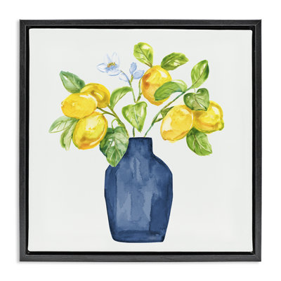 Lemon Tree Planter Gold Framed Floater Canvas Wall Art by Nan