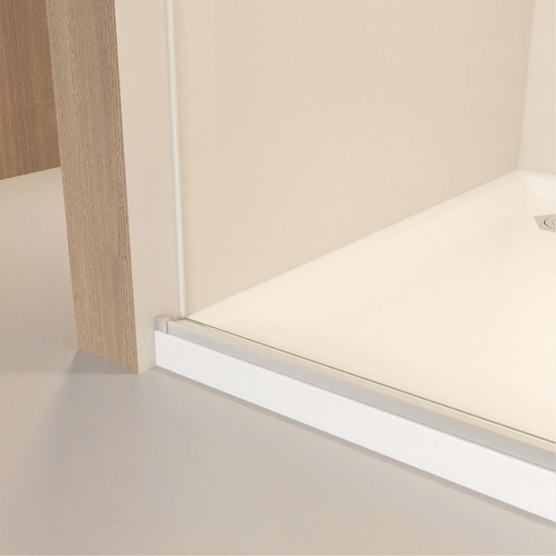 Porte de douche coulissante sans cadre de l 44 à 48 po x H 76 po, verre trempé transparent nickel brossé 5/16 po (8 mm)