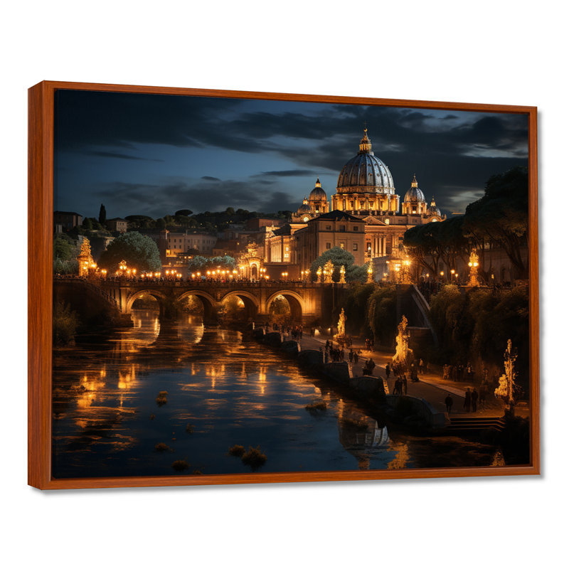 Italie, Italie, Cité du Vatican, impressions sur toile, H 34 po x l 44 po x P 1,5 po, Cadre flottant brun