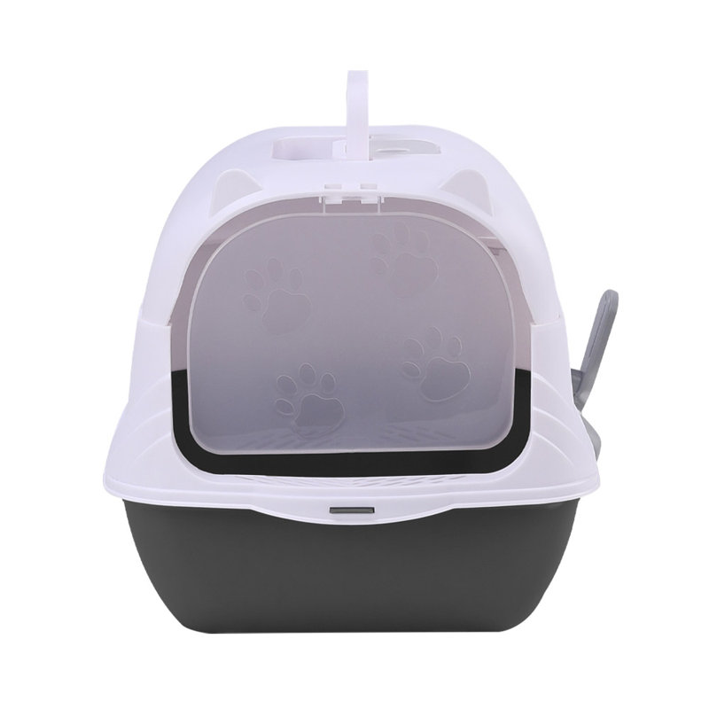 Polyethylene Plastic Litter Box with Scoop, Black