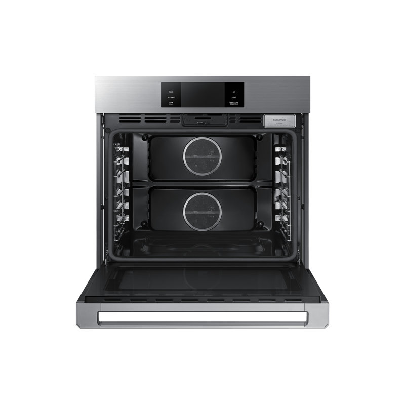 30" Single Wall Oven Steam, Contemporary, Silver Stainless