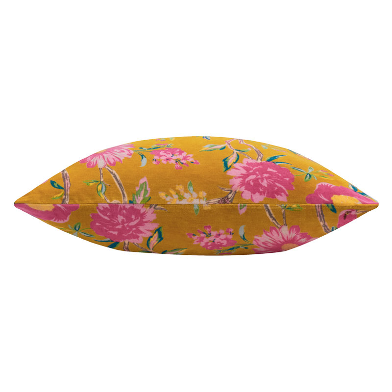 Asavira Floral Square Throw Cushion, Gold