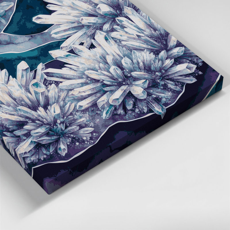 Art mural sur toile gris avec motifs de croissance cristalline, H 16 po x l 16 po