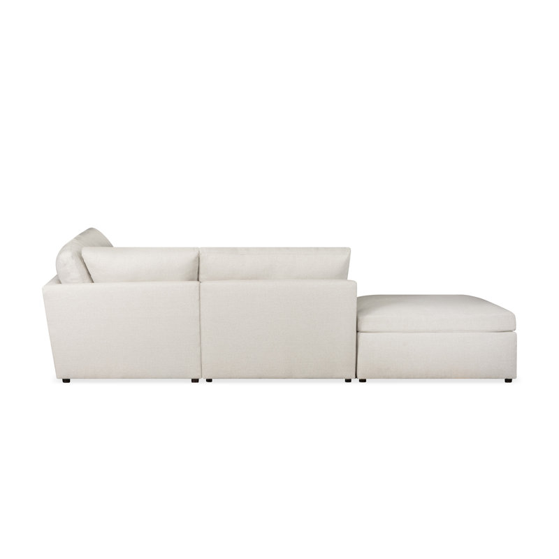 Essex 5-Piece Upholstered Modular Sectional, Left Hand Facing, Macarena Light Gray Basketweave Fabric